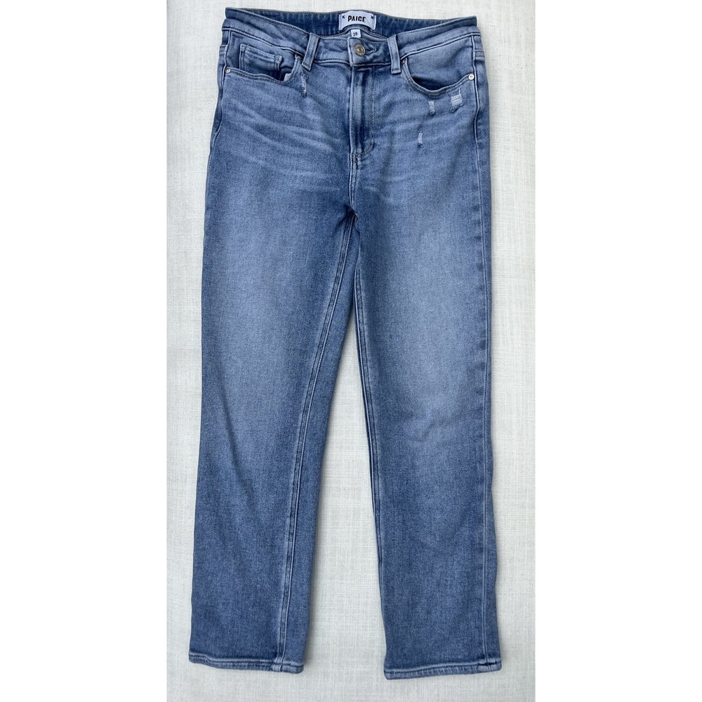 Paige Cindy Crop Jeans Size 28 Light Wash Straight Stretch Denim
